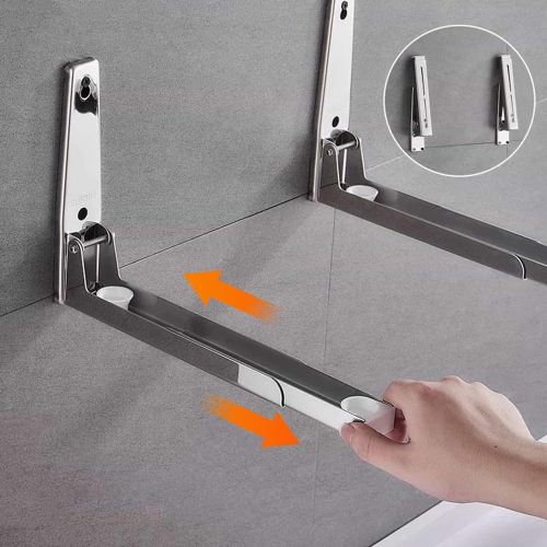 Silver Microwave Wall Mount, Stainless Steel Microwave Rack, Invisible Oven Stand, Foldable Kitchen Rack