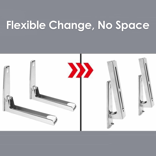 Silver Microwave Wall Mount, Stainless Steel Microwave Rack, Invisible Oven Stand, Foldable Kitchen Rack