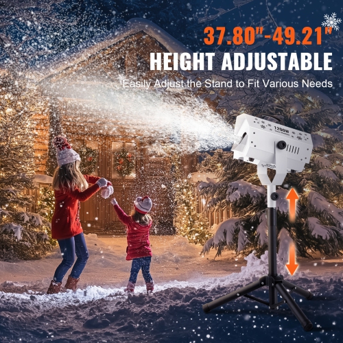 VEVOR 1200W Snow Maker Machine with Height Adjustable Stand and Remote Control, High Output Portable Artificial Snowflake Machines for Christmas