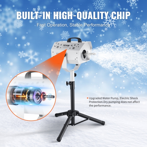 VEVOR 1200W Snow Maker Machine with Height Adjustable Stand and Remote Control, High Output Portable Artificial Snowflake Machines for Christmas