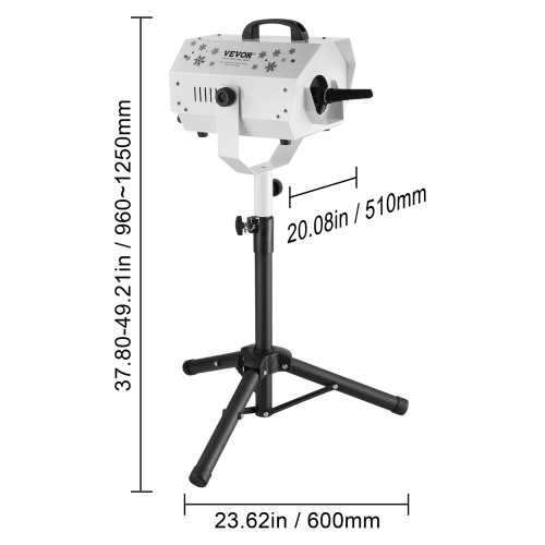 VEVOR 1200W Snow Maker Machine with Height Adjustable Stand and Remote Control, High Output Portable Artificial Snowflake Machines for Christmas