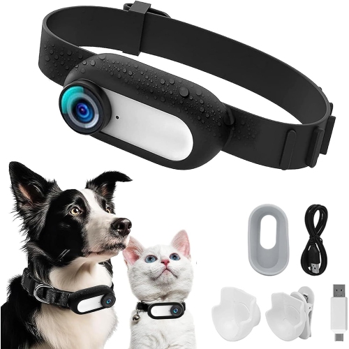 Cat Camera Collar with Video Record,Wireless Mini Sports Cam,Small Action Cameras 32GB,Body Camera for Pets