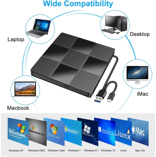 External Optical Drive USB Computer DVD Player Laptop External Burner