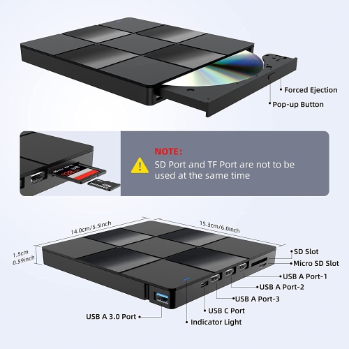 External Optical Drive USB Computer DVD Player Laptop External Burner