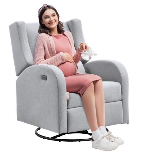 VEVOR 250 lbs Weight Capacity Electronic Power Recliner and Swivel Glider,Recliner Chair with USB Port,Polyester Surface Swivel Rocker Recliner for