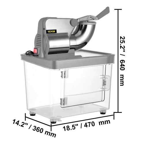 VEVOR 110V Commercial Ice Crusher 440LBS/H, ETL Approved 300W Electric Snow Cone Machine with Dual Blades, Stainless Steel Shaved Ice Machine with
