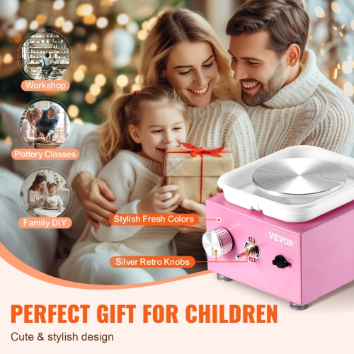 VEVOR Mini Pottery Wheel, 0-320RPM Adjustable Speed Detachable Basin Forming Machine, 2.56in/3.94in 2 Turntables Electric Ceramic Wheel Machine,