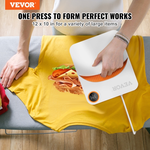 VEVOR 10x12inches Heat Press Machine, Portable Shirt Printing Multifunctional Sublimation Transfer Heat Press Machine PTFE Coated, Easy Iron-on Press