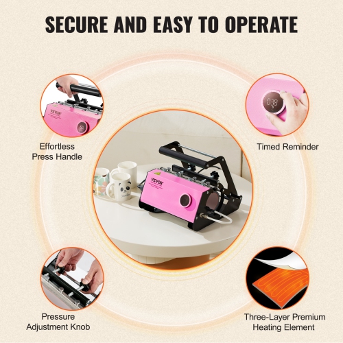 VEVOR 11-30oz Mug Heat Press, Tumbler Heat Press Machine, Sublimation Transfer Straight Skinny Tumblers, Cup Heat Press with Heat-resist Gloves &