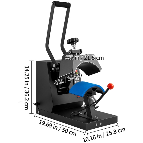 VEVOR 4-in-1 Cap Heat Press Machine, 6 x 3in Clamshell Sublimation Transfer, LCD Digital Timer Temperature Control with 4pcs Curved Heating Elements