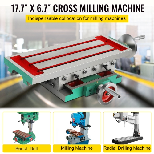 VEVOR 17.7 X 6.7 Inch Milling Working Table , Compound Milling Machine Work Table 2 Axis 4 Ways Move, Multifunction Milling Working Table Heavy-duty