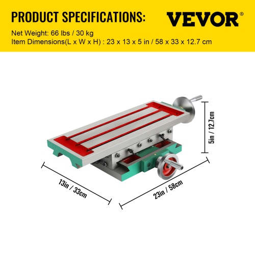 VEVOR 17.7 X 6.7 Inch Milling Working Table , Compound Milling Machine Work Table 2 Axis 4 Ways Move, Multifunction Milling Working Table Heavy-duty