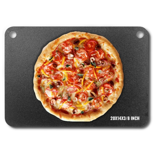 VEVOR 20" x 14" x 3/8" Pizza Steel, Pizza Steel Plate for Oven, Pre-Seasoned Carbon Steel Pizza Baking Stone with 20X Higher Conductivity, Heavy Duty