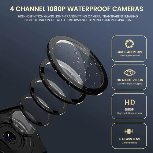 Car Driving Recorder, 10.36-Inch HD IPS Touch Screen, Four-Recording 360-Degree Panoramic Monitoring