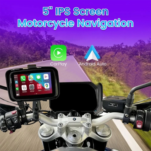 5-Inch Motorcycle Navigator, Motorcycle Apple CarPlay Display, Portable Waterproof Wireless Android Car Monitor