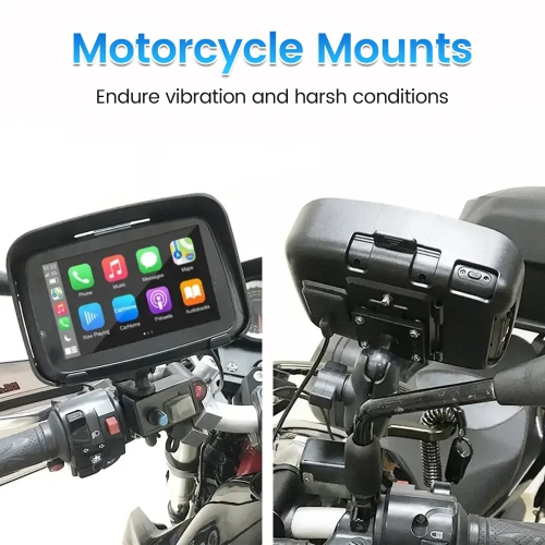 5-Inch Motorcycle Navigator, Motorcycle Apple CarPlay Display, Portable Waterproof Wireless Android Car Monitor