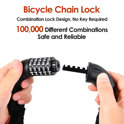 Cadenas pour chaîne de vélo CODE, cadenas pliable pour vélo, cadenas à combinaison en acier haute sécurité à 5 chiffres pour vélo, M