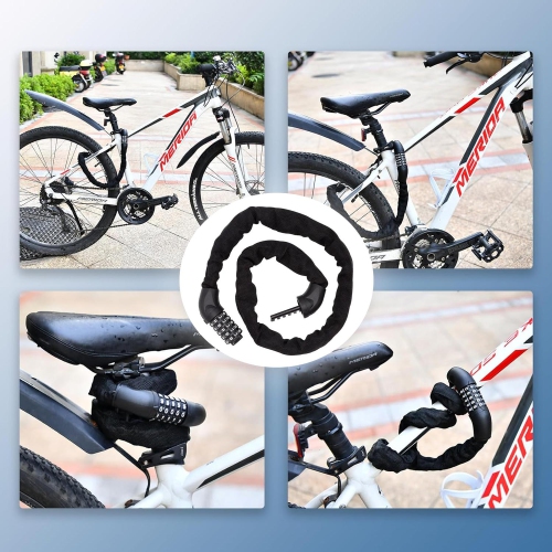 Cadenas pour chaîne de vélo CODE, cadenas pliable pour vélo, cadenas à combinaison en acier haute sécurité à 5 chiffres pour vélo, M