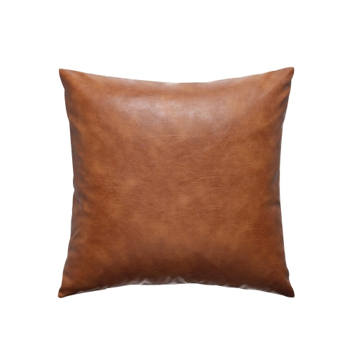 Image 1 de 6.. Paquet de 2 taies d'oreiller en cuir brun 45 45&nbsp;cm