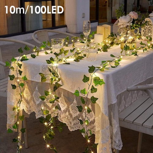 Solar Outdoor String Lights, Artificial Ivy Fairy Lights 100LED 10M/32Ft Rattan Lights