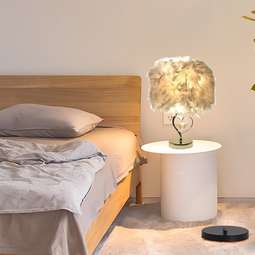 Feather Crystal Table Lamp, Bedroom Decorative Lamp, Bedroom Bedside Table Lamp With Remote Control