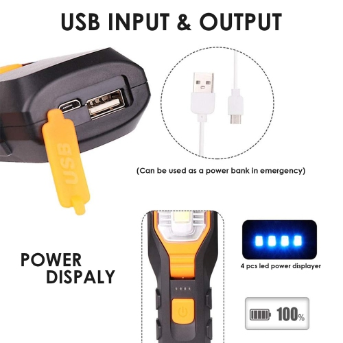 LED Work Light, USB Rechargeable Flashlight, Portable Shop Maintenance Light, Auto Repair Inspection Light