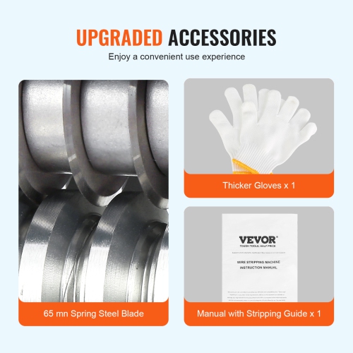 VEVOR 0.06''-1.57'' Automatic Wire Stripping Machine, Electric Motorized Cable Stripper, 370 W, 88 ft/min Wire Peeler with An Extra Manual Crank, 11