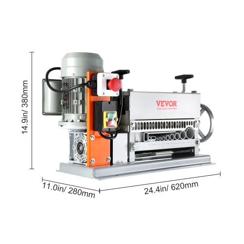 VEVOR 0.06''-1.57'' Automatic Wire Stripping Machine, Electric Motorized Cable Stripper, 370 W, 88 ft/min Wire Peeler with An Extra Manual Crank, 11