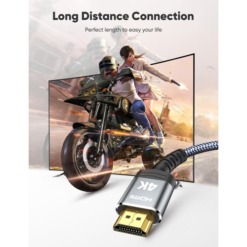 HDMI Cable 10 Feet, Short 4K HDMI Cable eARC 18Gbps High Speed HDMI Cord 18Gbps 4K 60Hz 3D Support, Ethernet Function, Video 4K UHD 2160p, HD 1080p