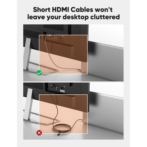 HDMI Cable 10 Feet, Short 4K HDMI Cable eARC 18Gbps High Speed HDMI Cord 18Gbps 4K 60Hz 3D Support, Ethernet Function, Video 4K UHD 2160p, HD 1080p