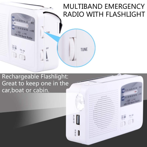 Radio Manivelle,Solaire D'Urgence Radio Dynamo Rechargeable Portable Am