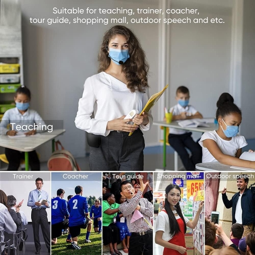 Mini amplificateur vocal avec microphone filaire et ceinture pour enseignants , prend en charge le format MP3 audio pour la parole, le cours, la