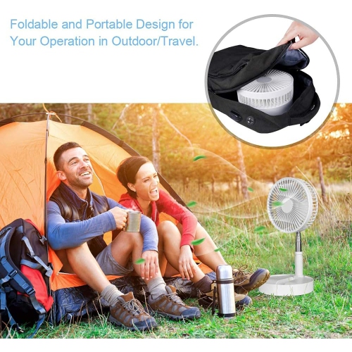 Quiet Fan with Remote Control Portable Rechargeable Folding Fan Battery Powered Fan with Timer 4 Speeds Turbo Air Circulation Fan for Camping Travel