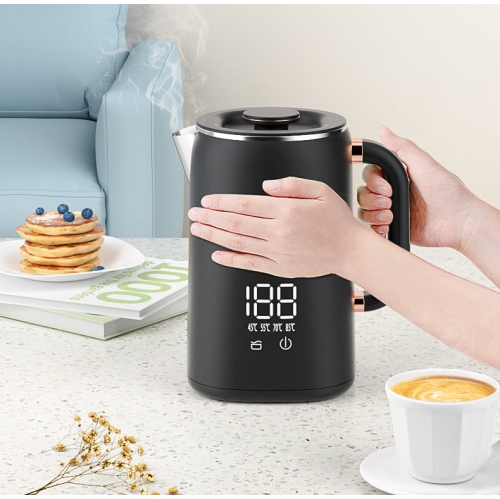 1.7L Large-capacity Digital Display Electric Kettle Multi-speed Temperature Control Kettle Water Boiler-Black