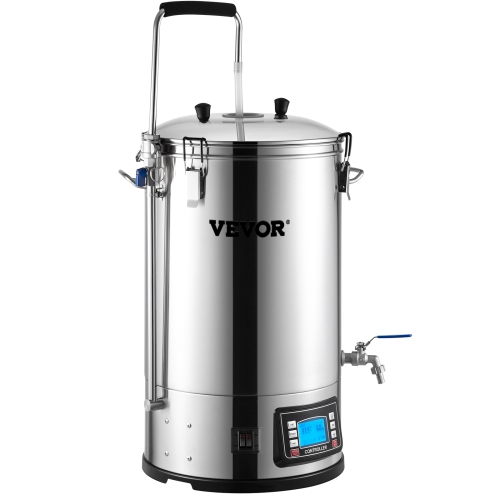 VEVOR 9.2 Gal/35 L Electric Brewing System, Home Beer Brewer with Pump, Mash Boil Device with Panel, Auto/Manual Mode 100-1800W Power 25-100℃ Temp
