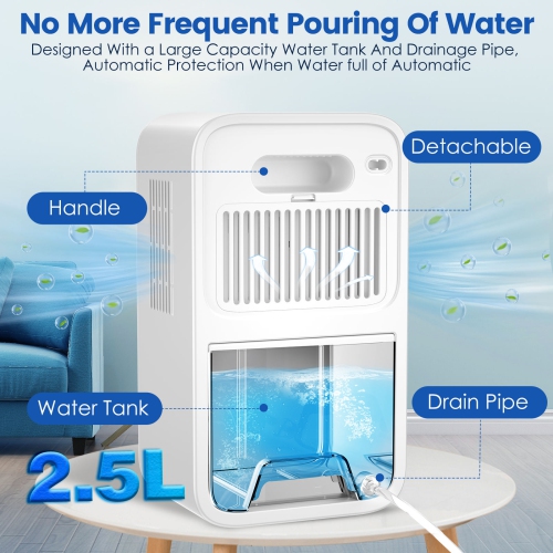 Dehumidifier for Home With Timer Quiet Portable Dehumidifier with Auto Shut Off for Bedroom Bathroom Basement Kitchen RV