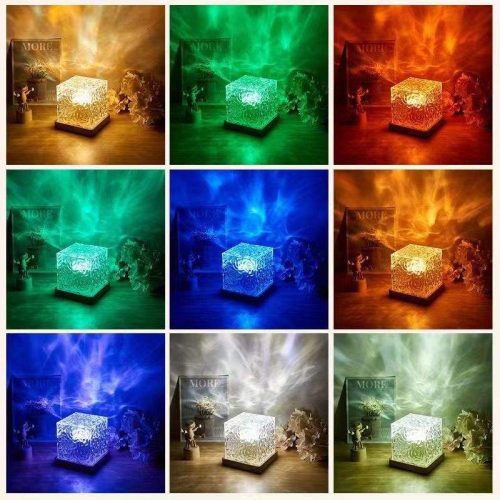 Ocean Wave Projector Light, Cube Lamp & App Remote, 3D Water Ripple Romantic Ambient Lighting for Meditation Relaxation, Night Light