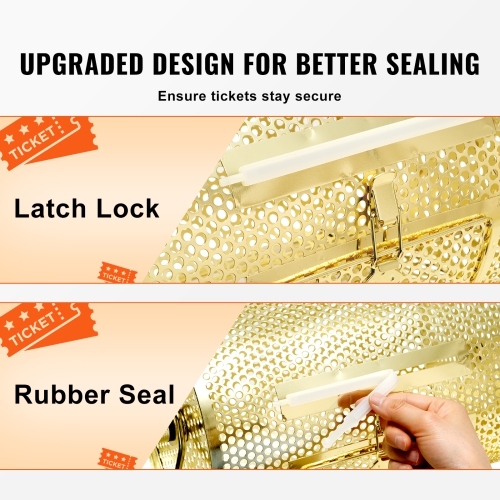 VEVOR 16.1 x 12 inch Raffle Drum, Holds 5000 Tickets or 200 Ping Pong Balls, Metal Lottery Spinning Drawing with Wooden Turning Handle, Brass Plated