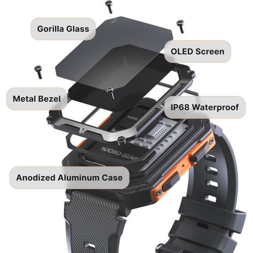 Men's Smartwatch for Outdoor,IP68 Waterproof Android Smart Watch,Smart Watch for Men with Bluetooth Calling Heart Rate Sleep Monitoring