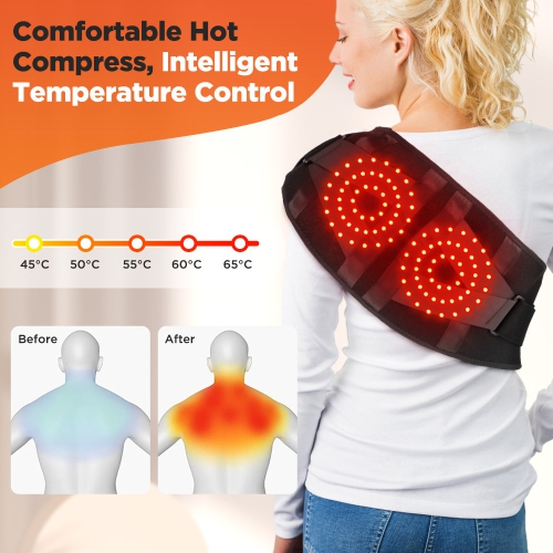 Cordless Heating Pad for Back Waist Shoulder,Electric Heated Pad for Body Pain Relief,Red Light Therapy Pad
