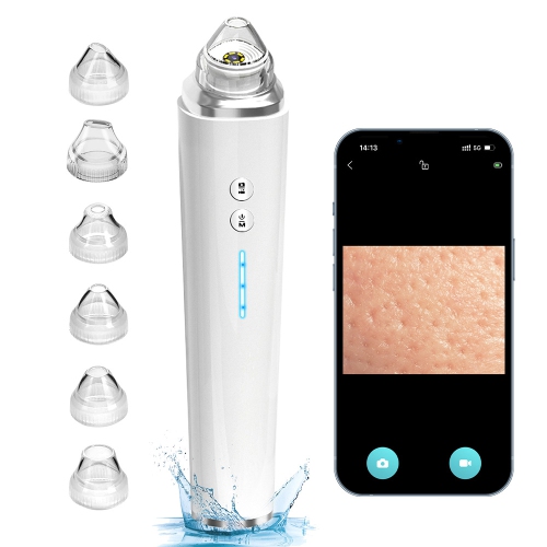 Blackhead Remover Pore Vacuum, Visible Facial Pore Cleanser with HD Camera Pimple Acne Comedone Extractor Kit with 6 Suction Heads