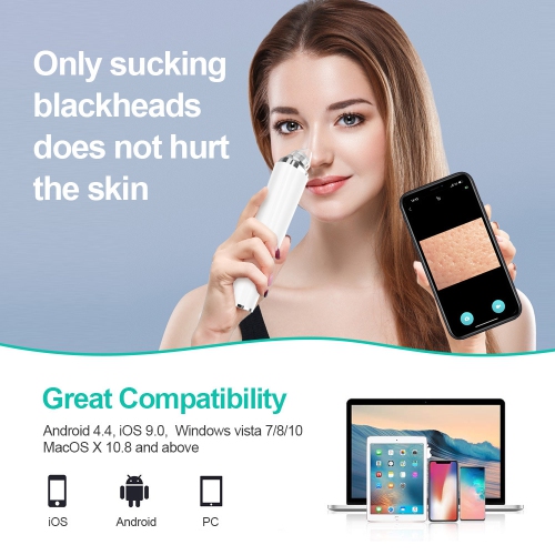 Blackhead Remover Pore Vacuum, Visible Facial Pore Cleanser with HD Camera Pimple Acne Comedone Extractor Kit with 6 Suction Heads