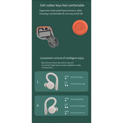 Wireless Bluetooth Earphone Sports Waterproof Headphones HiFi Stereo Noise Headset with Mic-orange