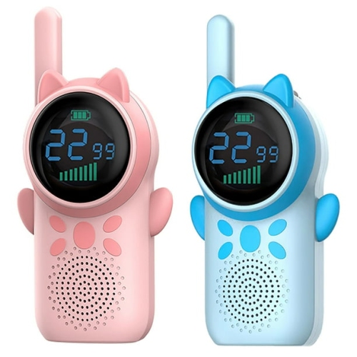 Kids Walkie Talkie, Two-Way Radio, Mini Robot Walkie Talkie, Kids Outdoor Toys, Birthday Christmas Gift for Boys and Girls Aged 3-12 - Pink