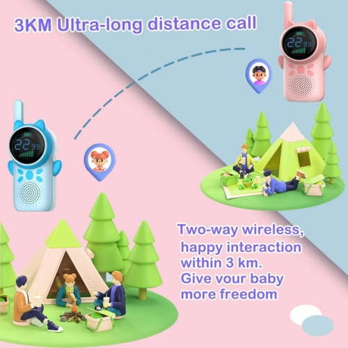 Kids Walkie Talkie, Two-Way Radio, Mini Robot Walkie Talkie, Kids Outdoor Toys, Birthday Christmas Gift for Boys and Girls Aged 3-12 - Pink