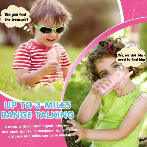Kids Walkie Talkie, Two-Way Radio, Mini Robot Walkie Talkie, Kids Outdoor Toys, Birthday Christmas Gift for Boys and Girls Aged 3-12 - Pink
