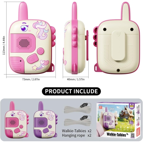 Girls Walkie Talkie Toys: Unicorn Toys 2 Pack Birthday Gift for Girls Ages 3-9, Clear Communication, Durable Design, Pink/Purple