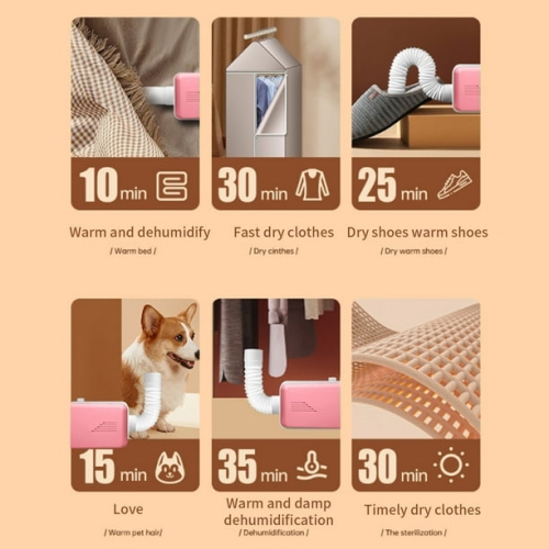 Sécheuse portative/multifonction de 600&nbsp;W – Séchage rapide à 360°, matériau ABS durable et compact, idéal pour les vêtements de voyage,