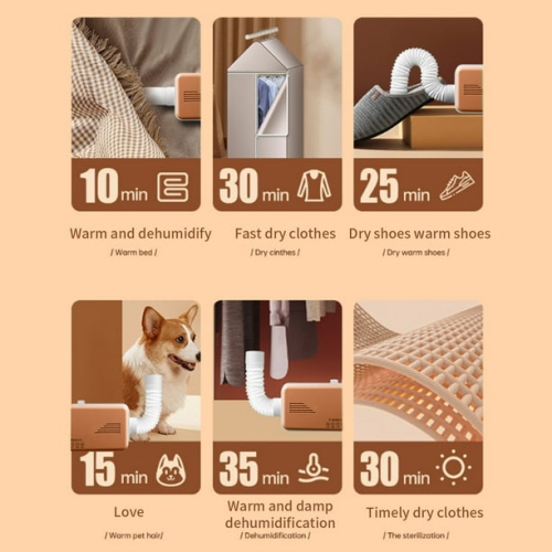 Sécheuse portative/multifonction de 600 W – Séchage rapide à 360°, matériau ABS durable et compact, idéal pour les vêtements de voyage,