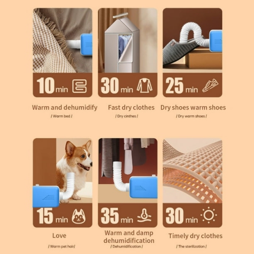 Sécheuse portative/multifonction de 600 W – Séchage rapide à 360°, matériau ABS durable et compact, idéal pour les vêtements de voyage,